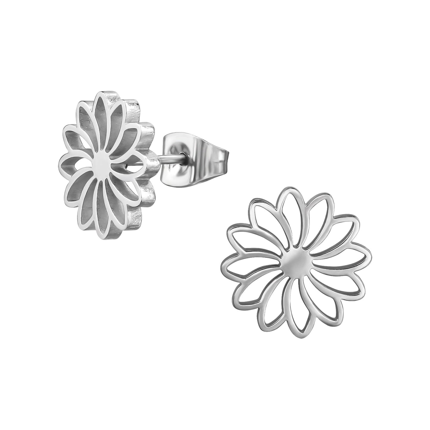 blomster oreringe solvfarvet